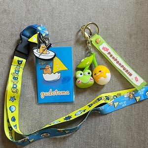 Gudetama Sanrio lanyard and bag charm/key chain